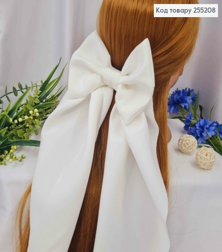 Заколка (7,5см) БАНТ цвета АИВОРИ, ткань плотный креп, размер 15*39см, Украина 255208 фото 1