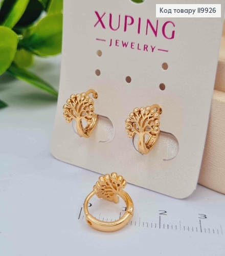 Серьги кольца "Дерево Жизни", диаметр 1,2см, Xuping 18К 119926 фото 1