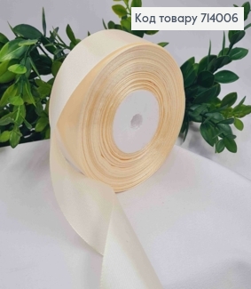 Лента атласная цвета ШАМПАНЬ (цвет 008), ширина 4см, длина 36 ярдов (33м) 714006 фото