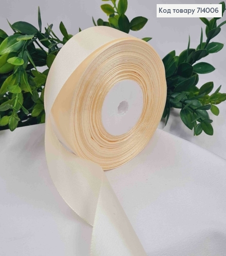 Лента атласная цвета ШАМПАНЬ (цвет 008), ширина 4см, длина 36 ярдов (33м) 714006 фото 1