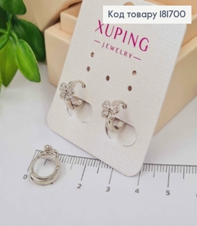 Серьги родованные кольца "Бабочка" с Блестящими камешками, диаметр 1см, Xuping 181700 фото
