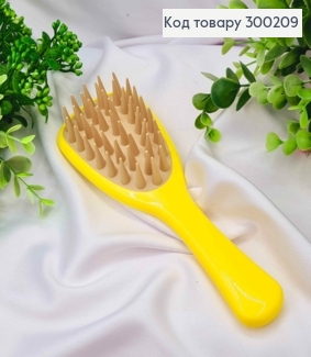 Щітка силіконова для шкіри голови, ЖОВТОГО кольору, розміром 22см 300209 фото