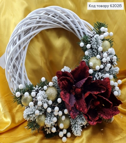 Вінок з дерев'яних прутиків з декором  д.40 620215 фото 1