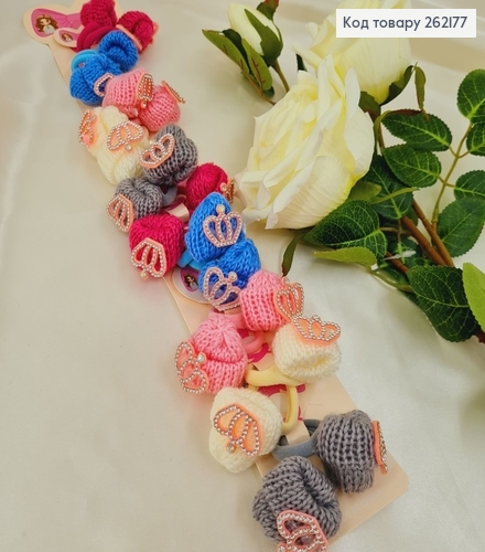 Резинка детская Шапка с короной в камнях  цветная 20 шт/уп 262177 фото 1