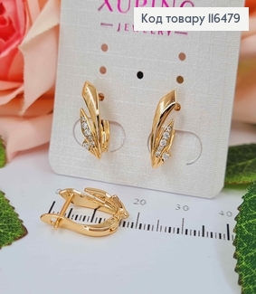 Серьги "Кристальные" с камешками, 1,6см, англ. зам. Xuping 18K 116479 фото