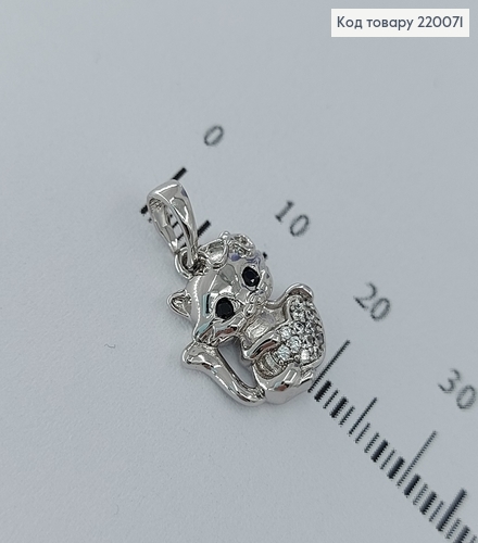 Кулон кошечка с серцем в камнях родированое  Xuping 18K 220071 фото 1