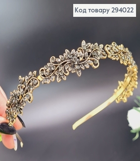 Діадема метал під золото з Чорними камінцями 294022 фото