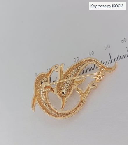 Брошка Дельфины с камнями 18K Xuping 160018 фото 3