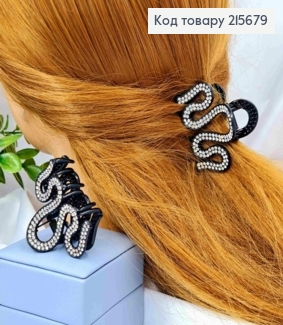 Краб металл "ВОЛНА" украшен Блестящими камнями, 4,5см, Черного цвета 215679 фото