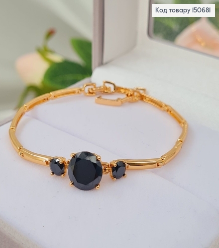 Браслет "Чорное Трио", длина 17,5+2см, Xuping 18K 150681 фото 1