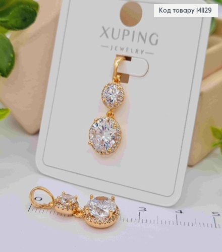 Кулон с Двумя Блестящими камешками, размер 2см, Xuping 18K 141129 фото 1