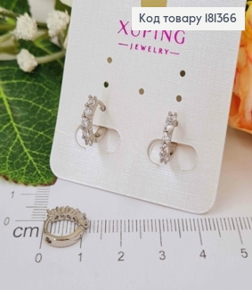 Сережки родовані, кільця 1см, з об'ємними камінчиками, Xuping  181366 фото