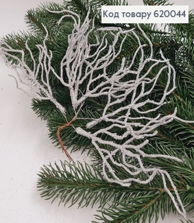 Веточка из деревьев 6 шт на проволоки 20 см глитер серебро 620044 фото
