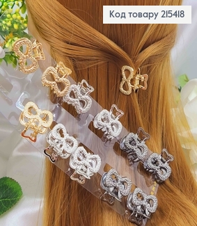 Краб металл, Фактурный, Бантик, 2,5см, цвета в ассорт. 215418 фото