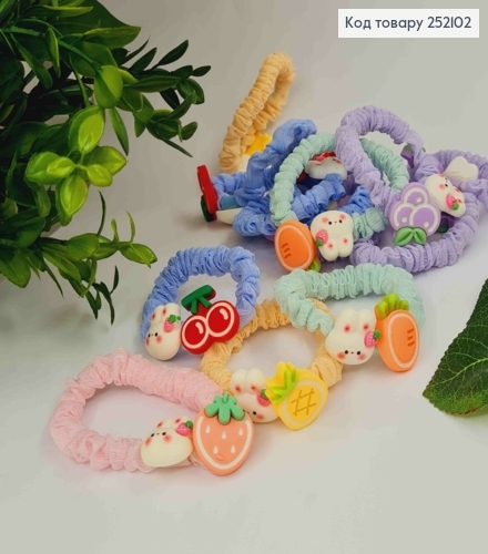 Резинка детская, жатка фатиновая, цвета в ассорт. с зайкой и ягодками 252102 фото 1