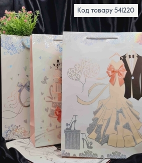 Пакет бумажный с принтом "Свадебная тематика", 42*31*12см, в ассортименте 541220 фото