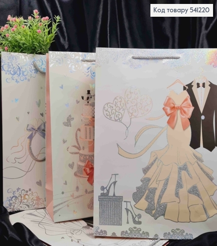 Пакет бумажный с принтом "Свадебная тематика", 42*31*12см, в ассортименте 541220 фото 1