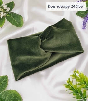 Повязка, мягкий велюр, ХАКИ, детская-малыш, 16*9см, ручная работа, Украина 275094 фото