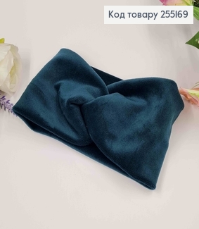 Повязка, велюр, детская, Темно-Изумрудного цвета, 16*8,5см, ручная работа, Украина. 255161 фото
