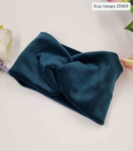 Пов'язка, велюр, дитяча, Темно-Смарагдового кольору, 16*8,5см, ручна робота, Україна 255161 фото 1