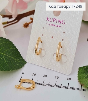 Серьги овальные изысканно ПРОСТЫЕ, высота 1,5см, английская застежка XUPING 18K 117249 фото