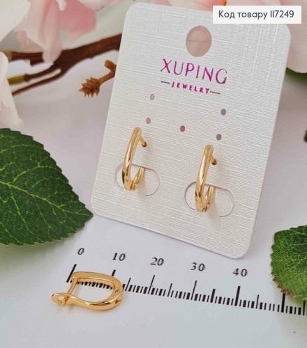Серьги овальные изысканно ПРОСТЫЕ, высота 1,5см, английская застежка XUPING 18K 117249 фото 1