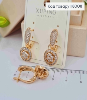 Серьги "Сияние" украшены блестящими камешками, 2,4см, английская застежка, Xuping 18K 118008 фото