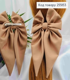 Заколка (7,5см) БАНТ цвета КАПУЧИНО, ткань плотный атлас, размер 14*25см, Украина 245153 фото