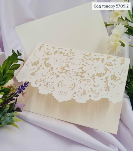 Конверт белый, с ажурным узором, 18,5*12,5см 570912 фото 1