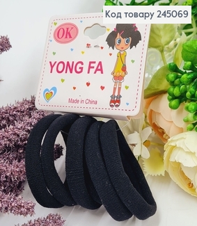 Набор резинок "Микрофибра" черного цвета, диаметр 5см. 6шт.\уп 245069 фото