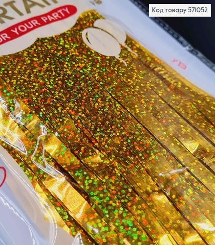 Фольгована шторка для фотозони, Золотого кольору з голограмою , 100*200 см 571052 фото 2