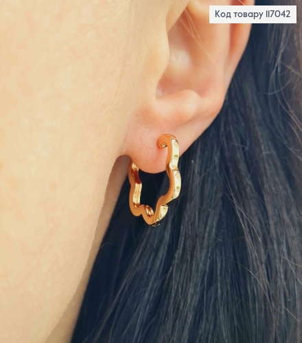 Серьги кольца в виде цветочка, 1,5см, Xuping 18K 117042 фото 1