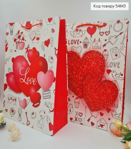 Пакет бумажный, "love, со стильными рисунками", в ассорт. 40*31*12см 541143 фото 1