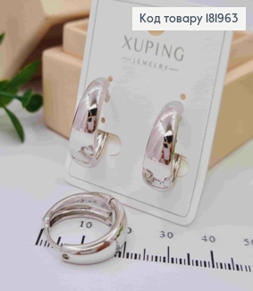 Сережки родовані кільця розширені до низу, діаметр 2см, Xuping 181963 фото