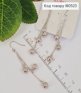 Серьги 6,5см родированые подвески с шариками Xuping  180523 фото