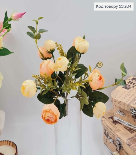 Композиция "Букет ПЕРСИКОВЫЕ ПИОНЫ (10головок)", высота 29см 551204 фото 1