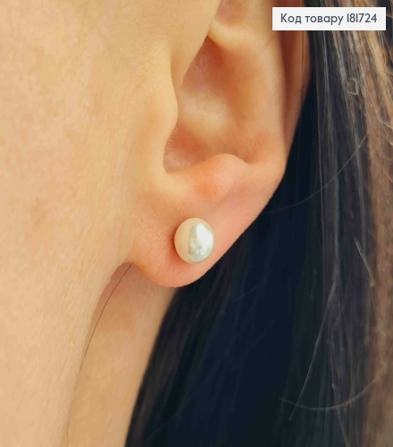 Серьги родованные гвоздики "Жемчужинка", 6мм; Xuping 181724 фото 1