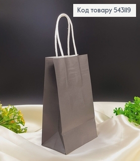 Пакет бумажный маленький Крафт бумажная ручка черный 16,5х11,5 см 543119 фото