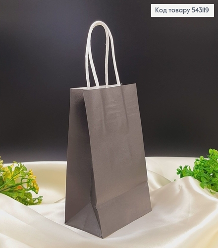 Пакет бумажный маленький Крафт бумажная ручка черный 16,5х11,5 см 543119 фото 1