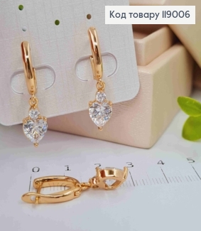 Серьги Сердце-камешок (0.7*0.9см) на подвеске, английская застежка, Xuping 18K 119006 фото