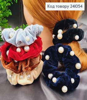 Резинка велюр об"ємна  5-11см з бусинками в асортименті 241054 фото