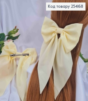 Заколка (7,5см) БАНТ ЖЕЛТОГО цвета, стрейч котон, размер 14,5*21см, Украина. 254168 фото