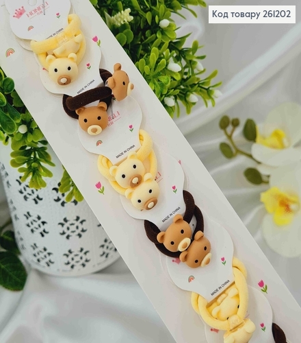 Набор детских резинок "Мордочки мишек" в коричневых тонах, 20 шт/наб. 261202 фото 1