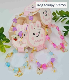 Дитячий Браслет з бусинок у вигляді Серця + Хелоу Кіті, Яскраві кольору в асортименті 274558 фото