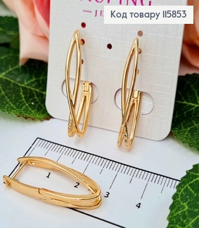 Серьги, переплетенные с двумя камешками, 3см Xuping 18К 115853 фото