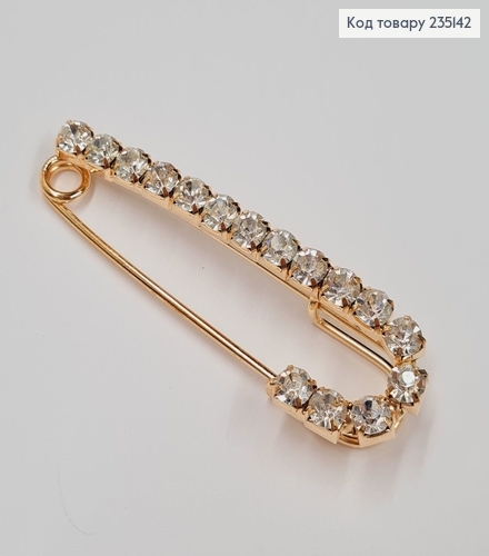 Брошка Шпилька с большими камнями "J" 6.5*2.5, золотой цвет. 235142 фото 2