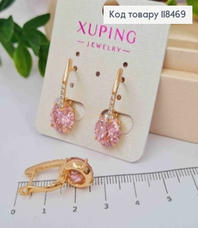 Серьги с Розовым камнем, 2,5см, англ. застежка, XUPING 18K 118469 фото