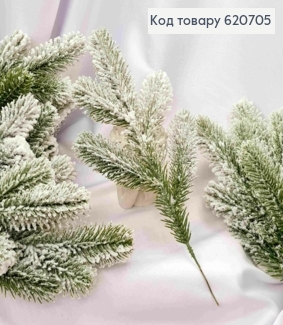 Веточка Елки со СНЕГОМ на 5 побегов, 32см, СВЕТ-ЗЕЛЕНОГО цвета 620705 фото