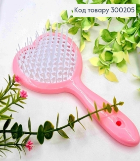 Щітка для волосся РОЖЕВОГО кольору у вигляді "Серця", розміром 20см 300205 фото
