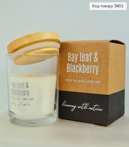 Аромосвічка соєва  BISPOL Лавровий листок ожина 130 г/28 год 311102(старий) фото 1